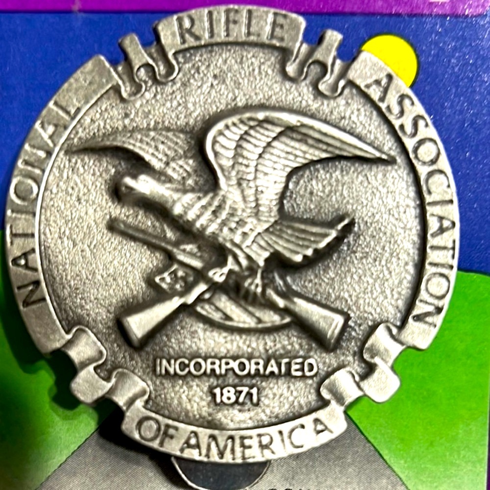Silver Tone  metal NRA Visor Clip with Eagle Design